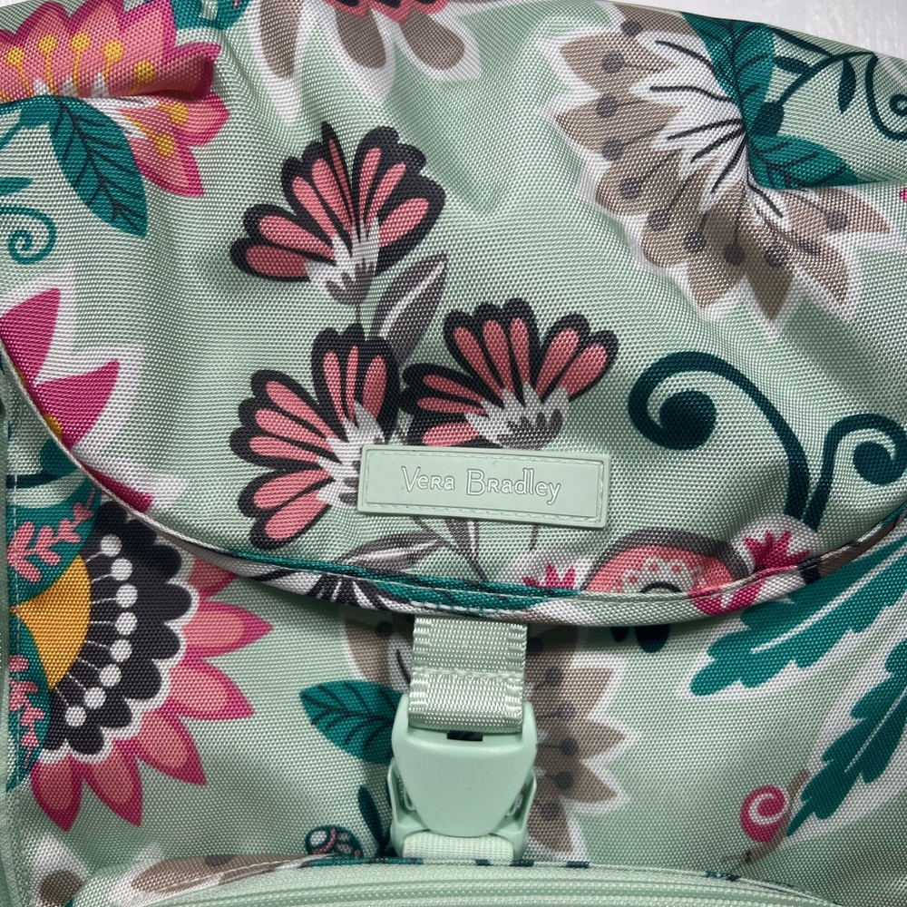 Vera Bradley green abstract floral print nylon backpack tech sleeve - Picture 2 of 4